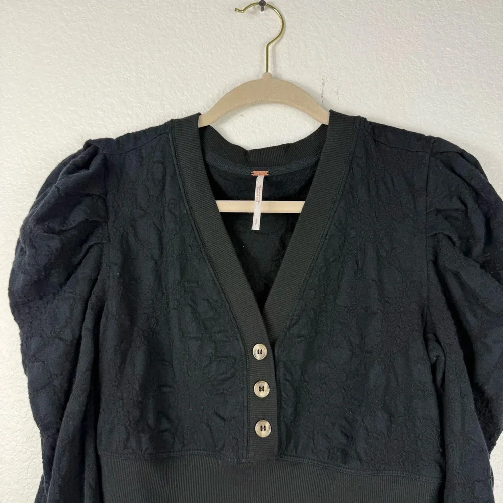 Free People Top Henley Gemma Black Size S